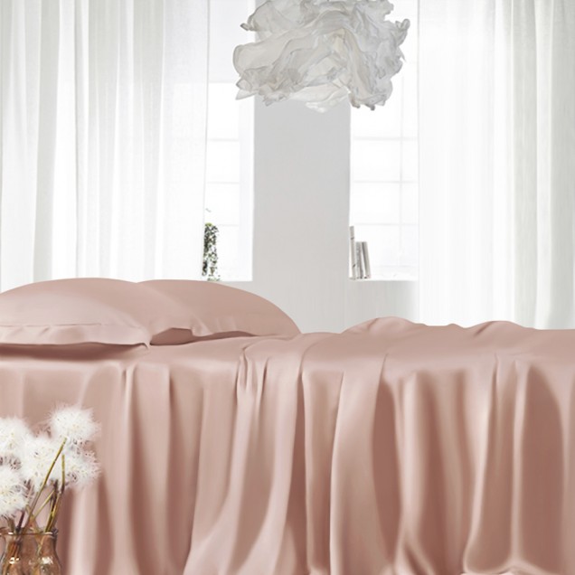 Pearl Pink 22 Momme Mulberry Silk Fitted Sheet Pearl Pink 22 Momme Mulberry Silk Fitted Sheet