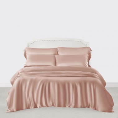 Pearl Pink 3 PCS 22 Momme Mulberry Silk Duvet Cover Set