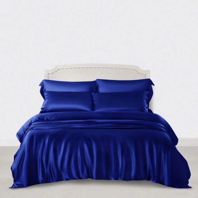 Royal Blue 3 PCS 22 Momme Mulberry Silk Duvet Cover Set Royal Blue 3 PCS 22 Momme Mulberry Silk Duvet Cover Set