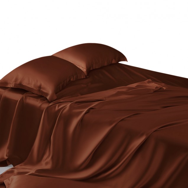 Rust Red 22 Momme Mulberry Silk Sheet Set Rust Red 22 Momme Mulberry Silk Sheet Set
