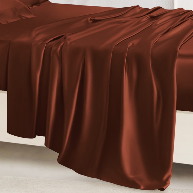 Rust Red 22 Momme Mulberry Silk Sheet Set Rust Red 22 Momme Mulberry Silk Sheet Set