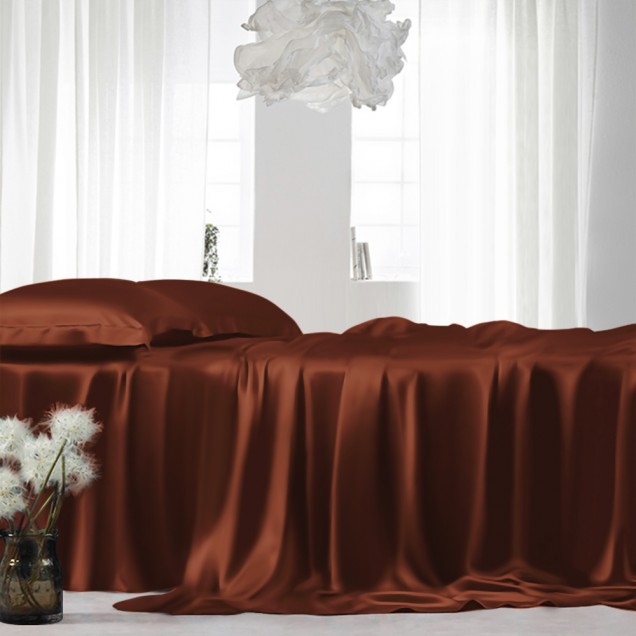 Rust Red 22 Momme Mulberry Silk Sheet Set Rust Red 22 Momme Mulberry Silk Sheet Set