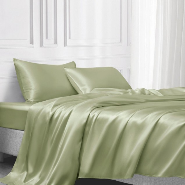 Sage Green 22 Momme Mulberry Silk Flat Sheet Sage Green 22 Momme Mulberry Silk Flat Sheet