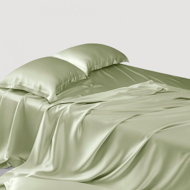 Sage Green 22 Momme Mulberry Silk Flat Sheet Sage Green 22 Momme Mulberry Silk Flat Sheet