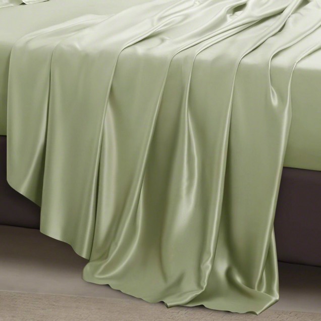 Sage Green 22 Momme Mulberry Silk Flat Sheet Sage Green 22 Momme Mulberry Silk Flat Sheet