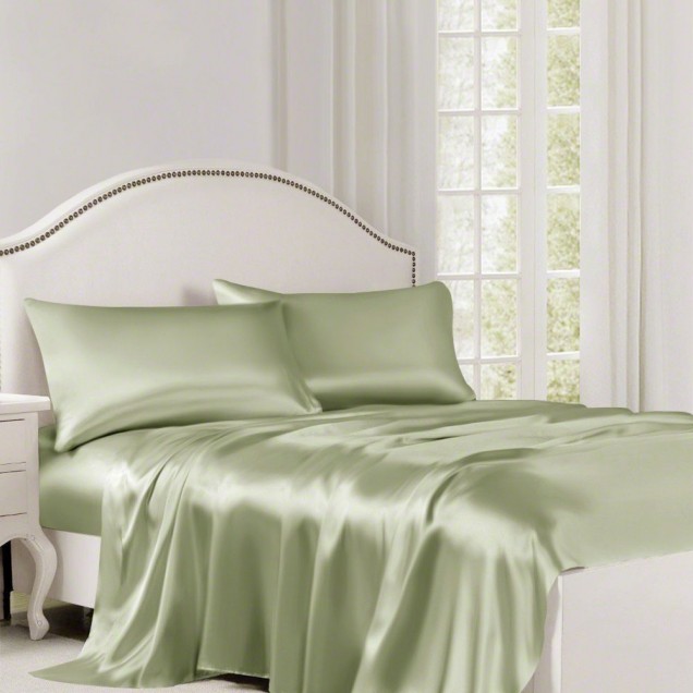 Sage Green 22 Momme Mulberry Silk Flat Sheet Sage Green 22 Momme Mulberry Silk Flat Sheet