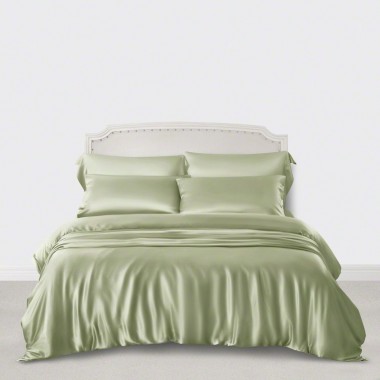 Sage Green 3 PCS 22 Momme Mulberry Silk Duvet Cover Set