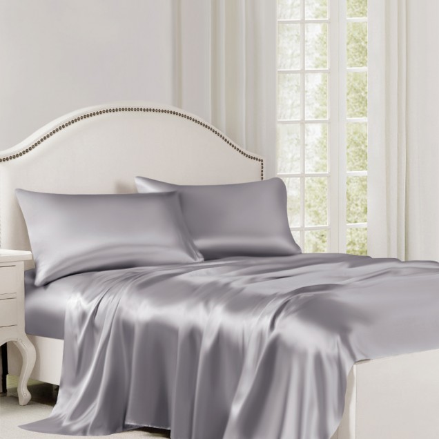 Silver 22 Momme Mulberry Silk Flat Sheet Silver 22 Momme Mulberry Silk Flat Sheet
