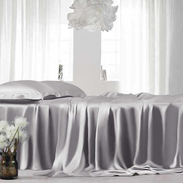 Silver 22 Momme Mulberry Silk Sheet Set Silver 22 Momme Mulberry Silk Sheet Set