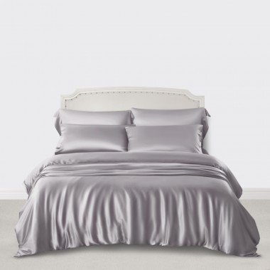 Silver 3 PCS 22 Momme Mulberry Silk Duvet Cover Set