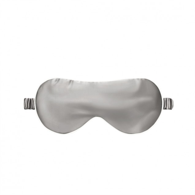 Silver & Ivory Suede Rose Silk Eye Mask Silver & Ivory Suede Rose Silk Eye Mask