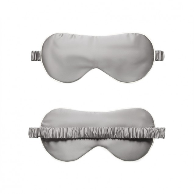 Silver & Ivory Suede Rose Silk Eye Mask Silver & Ivory Suede Rose Silk Eye Mask