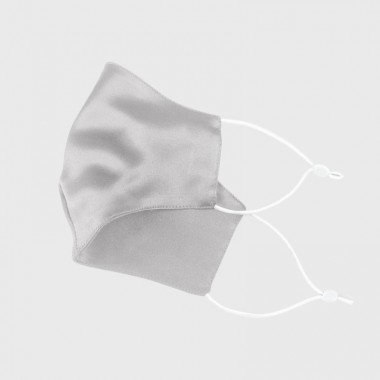 Silver & White Double-Sided 22 Momme Silk Face Mask