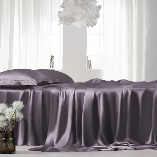 Slate Gray 22 Momme Mulberry Silk Flat Sheet Slate Gray 22 Momme Mulberry Silk Flat Sheet