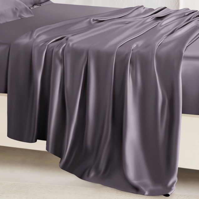 Slate Gray 22 Momme Mulberry Silk Flat Sheet Slate Gray 22 Momme Mulberry Silk Flat Sheet