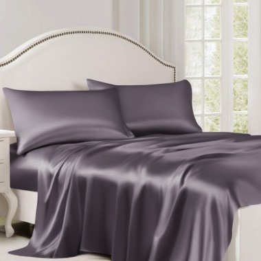 Slate Gray 22 Momme Mulberry Silk Flat Sheet