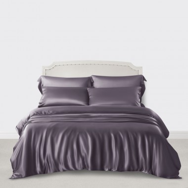 Slate Gray 3 PCS 22 Momme Mulberry Silk Duvet Cover Set