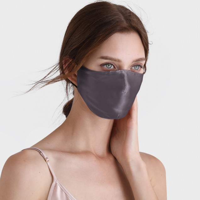 Slate Gray & Black Double-Sided 22 Momme Silk Face Mask Slate Gray & Black Double-Sided 22 Momme Silk Face Mask