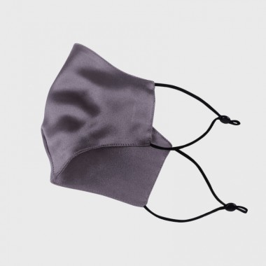 Slate Gray & Black Double-Sided 22 Momme Silk Face Mask