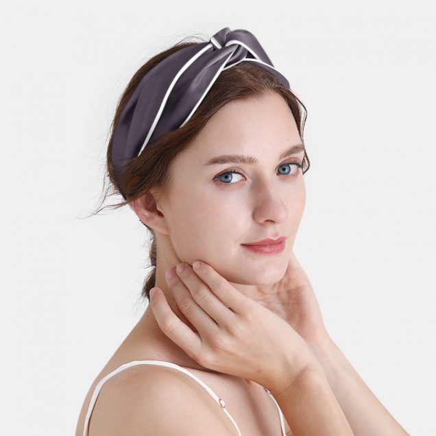 Slate Gray & Ivory Silk Headband Slate Gray & Ivory Silk Headband