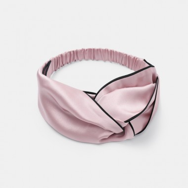 Suede Rose & Black Silk Headband