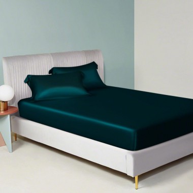 Teal 22 Momme Mulberry Silk Fitted Sheet