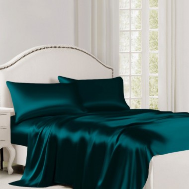 Teal 22 Momme Mulberry Silk Flat Sheet