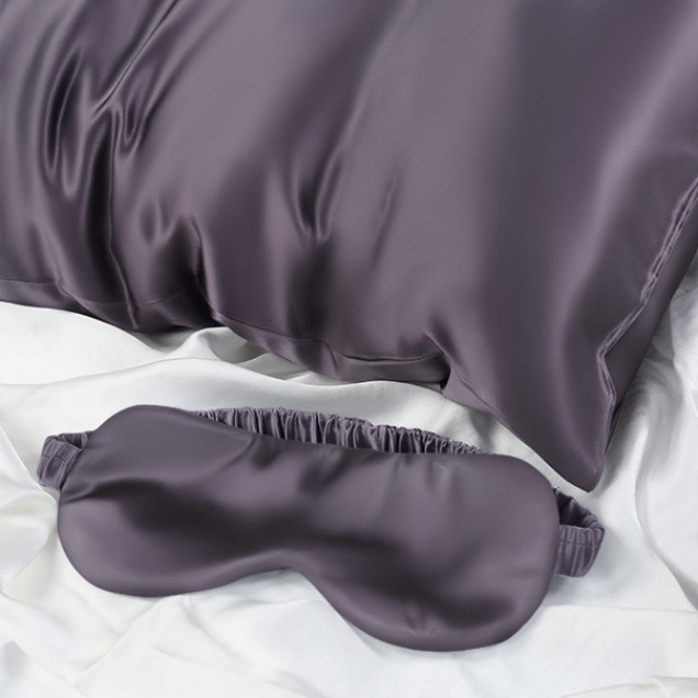Two Piece Silk Gift Set Slate Gray Pillowcase & Eye Mask Two Piece Silk Gift Set Slate Gray Pillowcase & Eye Mask