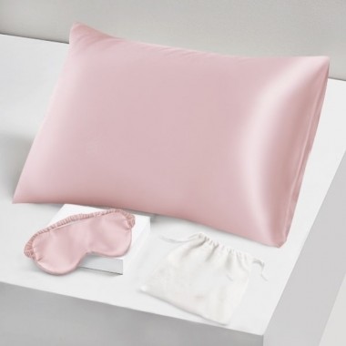 Two Piece Silk Gift Set Suede Rose Pillowcase & Eye Mask