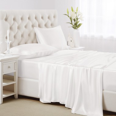 White 22 Momme Mulberry Silk Sheet Set