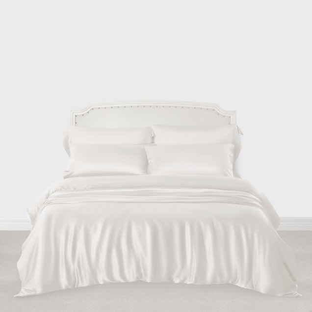 White 3 PCS 22 Momme Mulberry Silk Duvet Cover Set White 3 PCS 22 Momme Mulberry Silk Duvet Cover Set